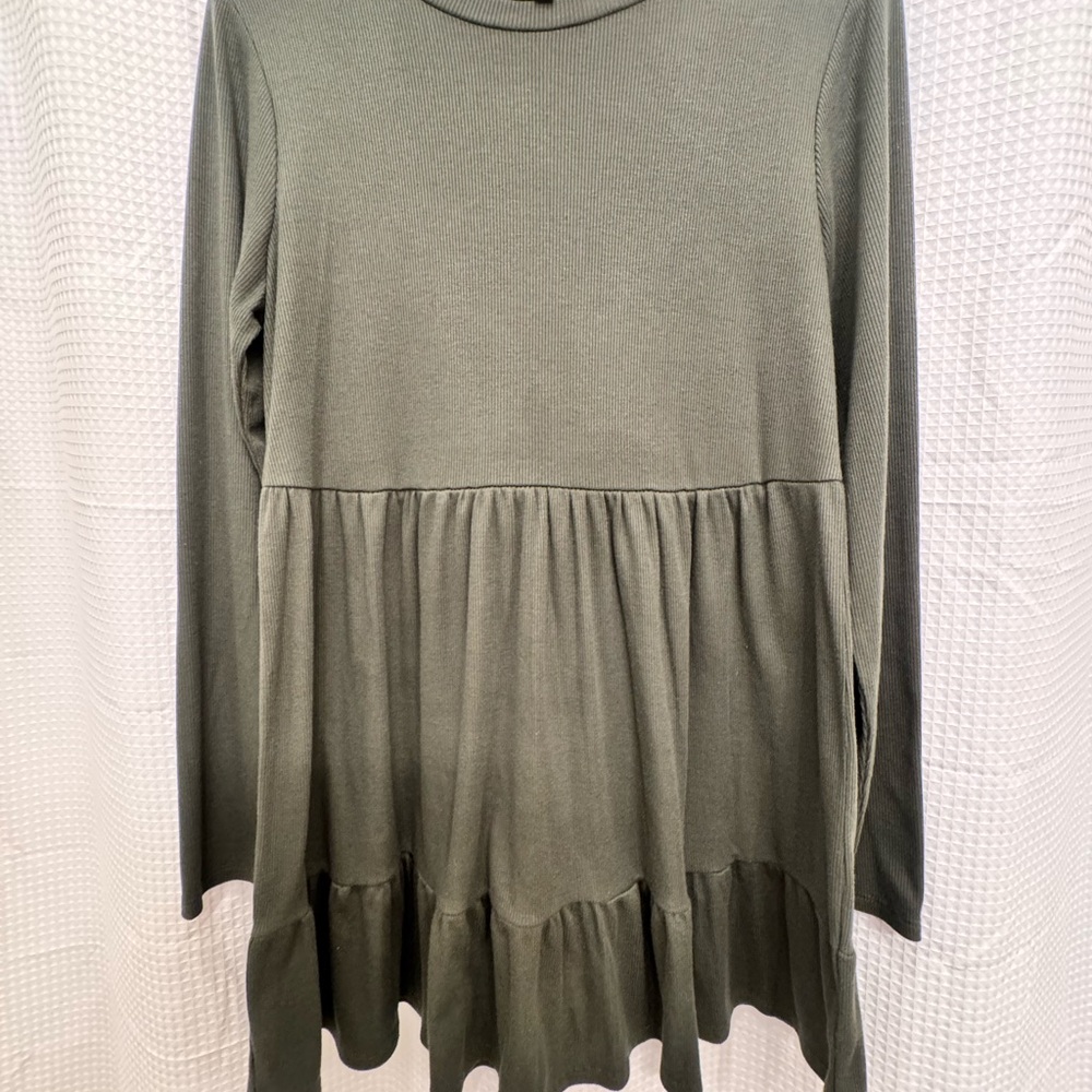 Lily Rose Dark Green Ribbed Dress